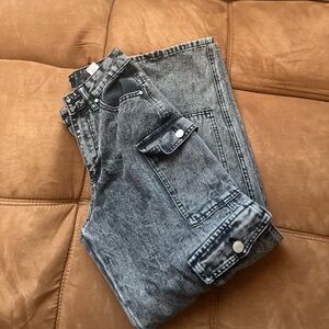 Black Denim Cargo Jeans